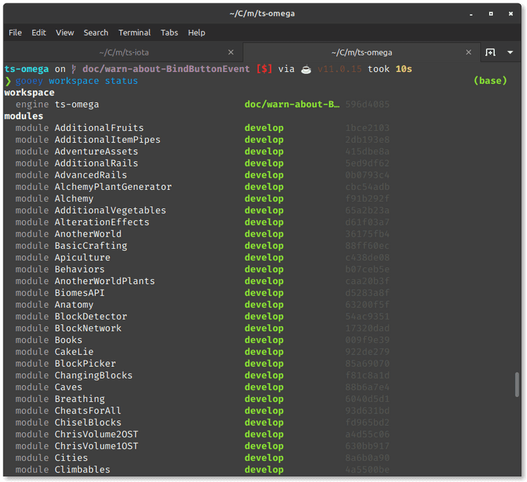 node gooey status omega