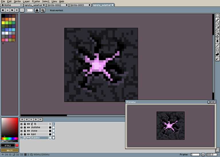 Working on Lapuata Adamant block texture in aseprite
